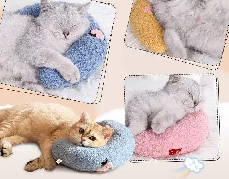 Cat U-Shape Moon Pillow — Soft Plush Pet Neck Rest